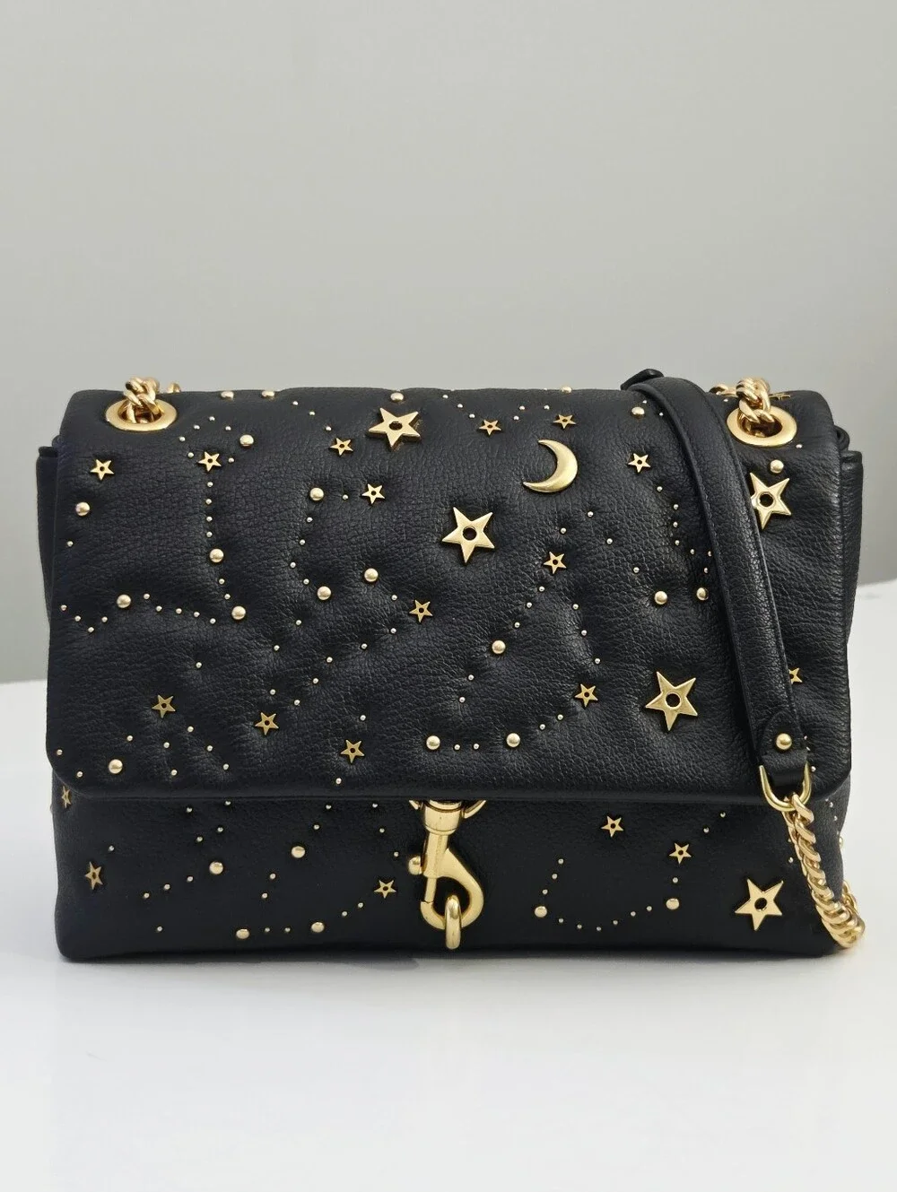 LIKE NEW REBECCA MINKOFF EDIE FLAP SHOULDER BAG WITH CELESTIAL STUDS